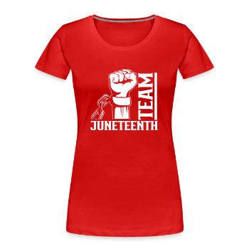 Team Juneteenth African American Black 1865 - Frauen Premium Bio T-Shirt - Rot - Vorne - Mia (176cm)