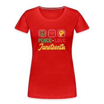 Frieden Liebe Juneteenth African American Black - Frauen Premium Bio T-Shirt - Rot - Vorne - Mia (176cm)
