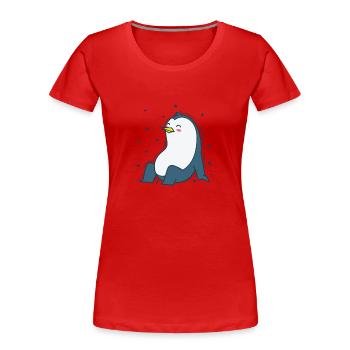 Pinguin und der Nachthimmel Antarktis - Frauen Premium Bio T-Shirt - Rot - Vorne - Mia (176cm)