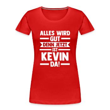 Kevin - Frauen Premium Bio T-Shirt - Rot - Vorne - Mia (176cm)