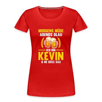 Kevin - Frauen Premium Bio T-Shirt - Rot - Vorne - Mia (176cm)