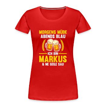 Markus - Frauen Premium Bio T-Shirt - Rot - Vorne - Mia (176cm)