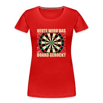 Dartspieler Darts Dart - Frauen Premium Bio T-Shirt - Rot - Vorne - Mia (176cm)