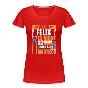 Vorname Felix Name Geburtstag Geschenk - Frauen Premium Bio T-Shirt - Rot - Vorne - Mia (176cm)