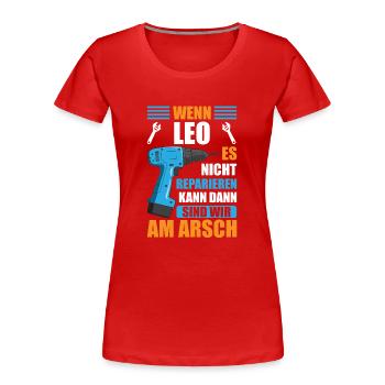 Leo Vorname Name Geburtstag Reparieren - Frauen Premium Bio T-Shirt - Rot - Vorne - Mia (176cm)