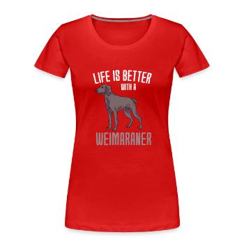 Weimaraner - T-shirt bio Premium Femme - rouge - Devant - Mia (176cm)