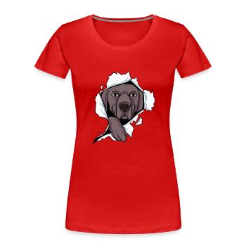 Weimaraner - T-shirt bio Premium Femme - rouge - Devant - Mia (176cm)