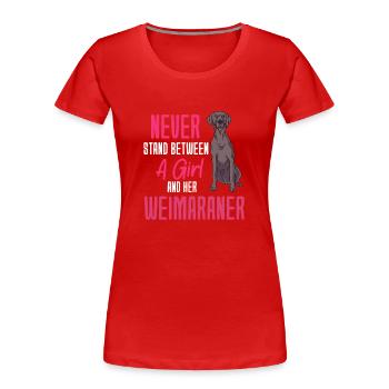 Weimaraner - T-shirt bio Premium Femme - rouge - Devant - Mia (176cm)