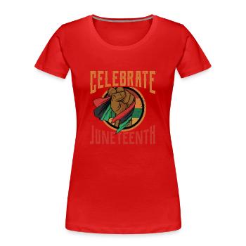 Feiert Den Juneteenth African American Black 1865 - Frauen Premium Bio T-Shirt - Rot - Vorne - Mia (176cm)