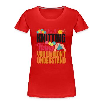 Tricoter Tricoter C’est un tricot - T-shirt bio Premium Femme - rouge - Devant - Mia (176cm)