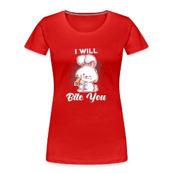Rabbit Ich will dich beißen - Frauen Premium Bio T-Shirt - Rot - Vorne - Mia (176cm)