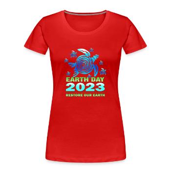 Sensibilisation au Jour de la Terre d’avril - T-shirt bio Premium Femme - rouge - Devant - Mia (176cm)