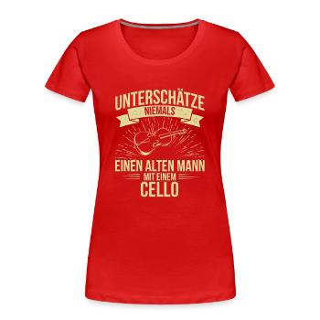 Cello Cellospieler Cellist - Frauen Premium Bio T-Shirt - Rot - Vorne - Mia (176cm)