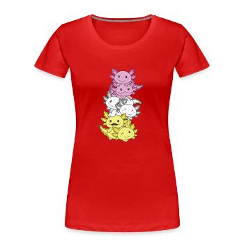 twink Flag Pride LGBTQ cute axolotl pile - Women's Premium Organic T-Shirt - red - Front - Mia (176cm)