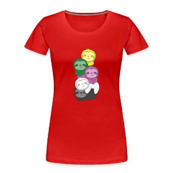 Ceterosexual Flag Pride LGBTQ Sloth Bunch - Women's Premium Organic T-Shirt - red - Front - Mia (176cm)