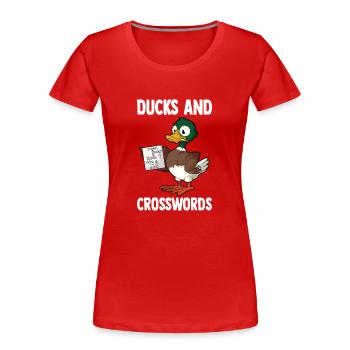 Résoudre des mots croisés - T-shirt bio Premium Femme - rouge - Devant - Mia (176cm)