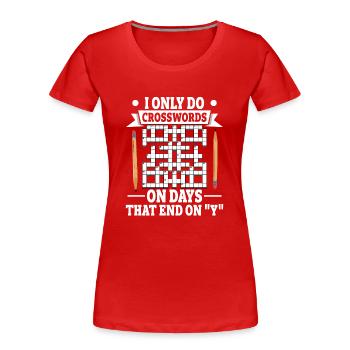 Résoudre des mots croisés - T-shirt bio Premium Femme - rouge - Devant - Mia (176cm)