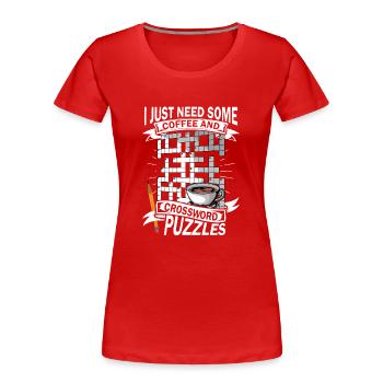 Résoudre des mots croisés - T-shirt bio Premium Femme - rouge - Devant - Mia (176cm)