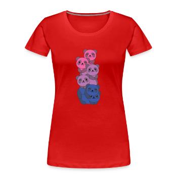 Bi Flag Pride LGBTQ Cute Panda Bunch - Women's Premium Organic T-Shirt - red - Front - Mia (176cm)