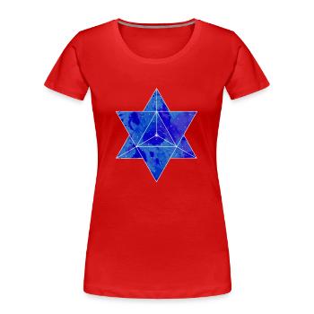 Merkaba - Nachtbild - Sterne - heilige Geometrie - Frauen Premium Bio T-Shirt - Rot - Vorne - Mia (176cm)