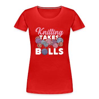 Tricoter Tricoter Tricoter Prend - T-shirt bio Premium Femme - rouge - Devant - Mia (176cm)