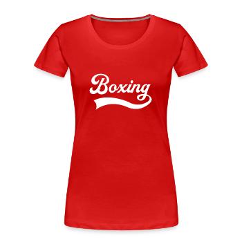 Lettrage des boîtes - T-shirt bio Premium Femme - rouge - Devant - Mia (176cm)