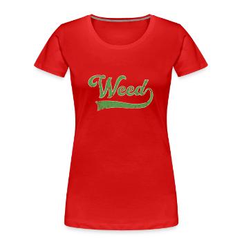 Weed Schriftzug - Frauen Premium Bio T-Shirt - Rot - Vorne - Mia (176cm)