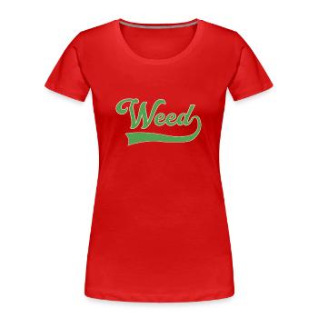 Weed Schriftzug - Frauen Premium Bio T-Shirt - Rot - Vorne - Mia (176cm)
