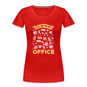 Tricoter Tricoter Je serai dans mon - T-shirt bio Premium Femme - rouge - Devant - Mia (176cm)