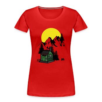 Montagnes Clair de lune Émotion Solitude Montagnes silencieuses - T-shirt bio Premium Femme - rouge - Devant - Mia (176cm)