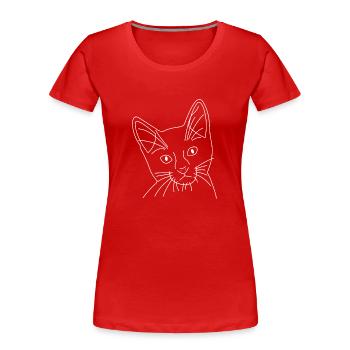 Visage de chat de chat dessiné - T-shirt bio Premium Femme - rouge - Devant - Mia (176cm)