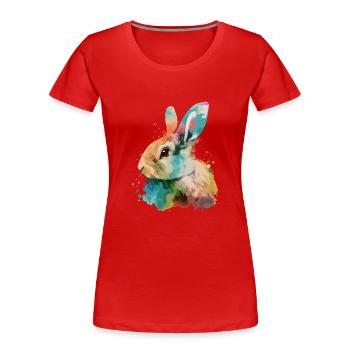 Mignon petit lapin Pour les amoureux des lapins Coloré - T-shirt bio Premium Femme - rouge - Devant - Mia (176cm)