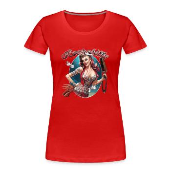 Vintage Rockabilly Girl - Women's Premium Organic T-Shirt - red - Front - Mia (176cm)