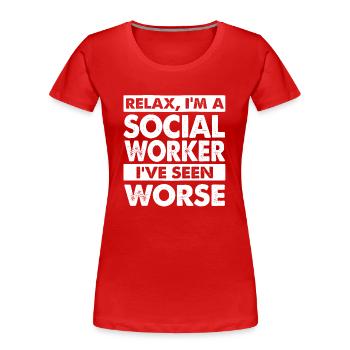 Travailleur social - T-shirt bio Premium Femme - rouge - Devant - Mia (176cm)