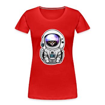 chat astronaute dans l espace - T-shirt bio Premium Femme - rouge - Devant - Mia (176cm)
