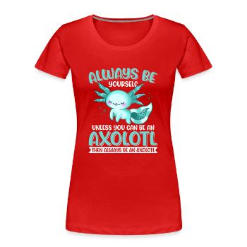 Axolotl Amphibie Lurch Salamander - Frauen Premium Bio T-Shirt - Rot - Vorne - Mia (176cm)