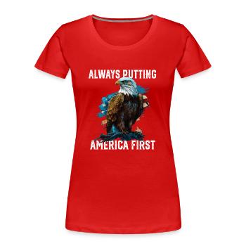 Always Putting America First American Bald Eagle - Frauen Premium Bio T-Shirt - Rot - Vorne - Mia (176cm)