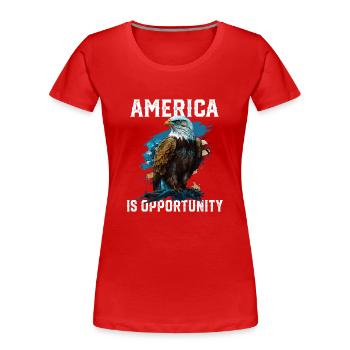 America Is Opportunity American Bald Eagle July 4 - Frauen Premium Bio T-Shirt - Rot - Vorne - Mia (176cm)