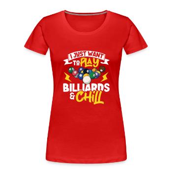 Billard Billards Cue Sports Joueur de billard professionnel - T-shirt bio Premium Femme - rouge - Devant - Mia (176cm)