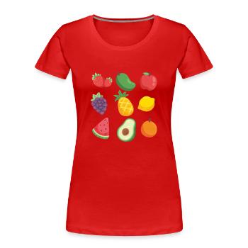 Great Mixed Fruits Shirt - Women's Premium Organic T-Shirt - red - Front - Mia (176cm)