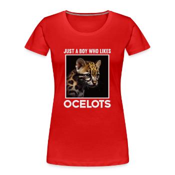 juste un garçon qui aime Ocelots Ocelot ocelot ocelot - T-shirt bio Premium Femme - rouge - Devant - Mia (176cm)