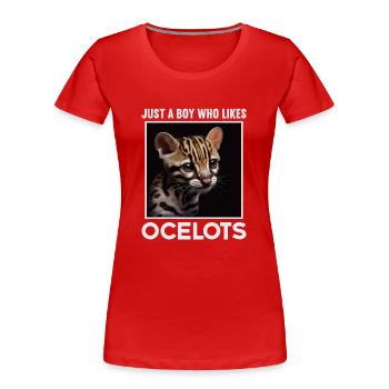 juste un garçon qui aime Ocelots Ocelot ocelot ocelot - T-shirt bio Premium Femme - rouge - Devant - Mia (176cm)
