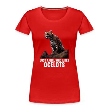 juste un garçon qui aime Ocelots Ocelot ocelot ocelot - T-shirt bio Premium Femme - rouge - Devant - Mia (176cm)