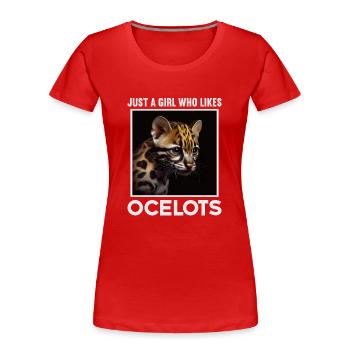 juste un garçon qui aime Ocelots Ocelot ocelot ocelot - T-shirt bio Premium Femme - rouge - Devant - Mia (176cm)
