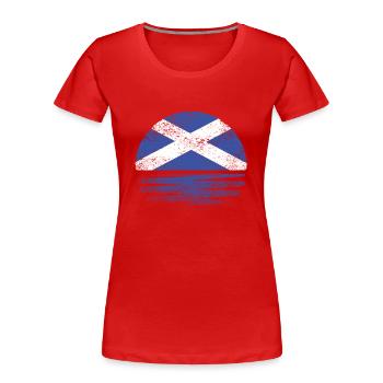 Vintage Scottish Sunset - Women's Premium Organic T-Shirt - red - Front - Mia (176cm)