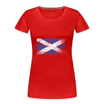 Vintage Scottish Flag, Grunge Saltire - Women's Premium Organic T-Shirt - red - Front - Mia (176cm)