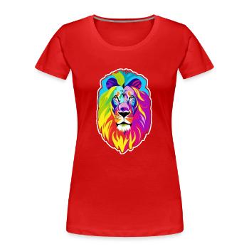 Multicolored lion's head - Women's Premium Organic T-Shirt - red - Front - Mia (176cm)