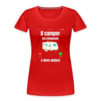 Caravan | Camper | The camper is calling - Women's Premium Organic T-Shirt - red - Front - Mia (176cm)