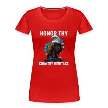 Honor Thy Country Heritage American Bald Eagle - Frauen Premium Bio T-Shirt - Rot - Vorne - Mia (176cm)