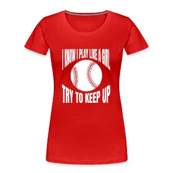 Baseball Baseballspieler Baseballer Baseballteam - Frauen Premium Bio T-Shirt - Rot - Vorne - Mia (176cm)